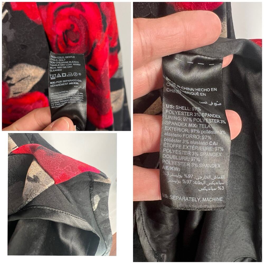 White House Black Market Black Red Rose Fit & Flare Floral Coktail Dress 10 - Picture 7 of 11